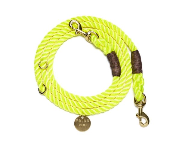 neon-yellow-rope-dog-leash-italian-solid-bronze-bolt-snaps-adjustableshop-leashesfound-my-animals-971552